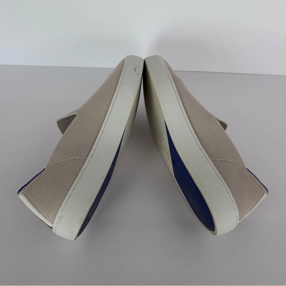 Rothy’s The Original Slip-On Sneaker | 8.5 | Sand w/signature blue stripes - Picture 6 of 9